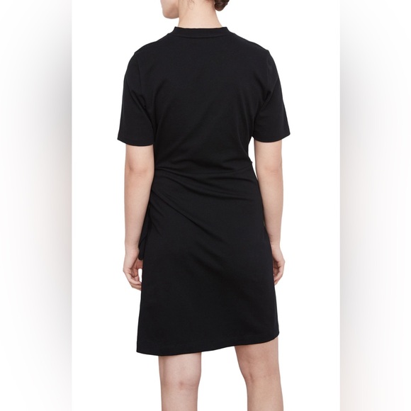 Vince Jet Black Side Tie Cotton T-Shirt Dress Size S Made - Picture 2 of 7